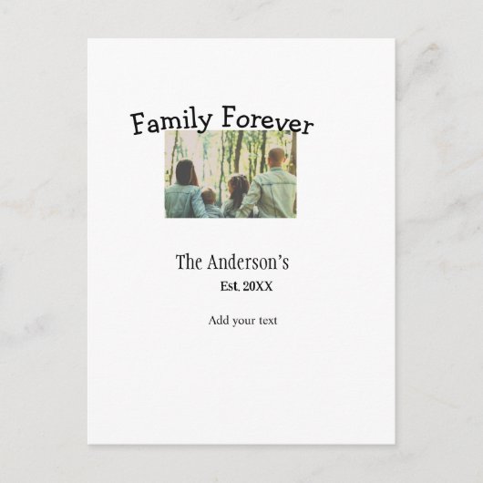 家族の名前を追加する写真年の素朴なヴィンテージ ポストカード (正面)