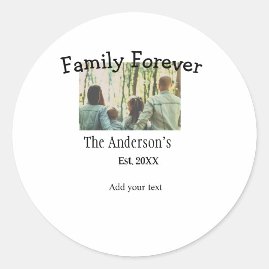 家族の名前を追加する写真年の素朴なヴィンテージ ラウンドシール (正面)
