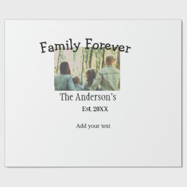 家族の名前を追加する写真年の素朴なヴィンテージ ラッピングペーパー