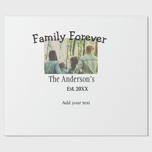 家族の名前を追加する写真年の素朴なヴィンテージ ラッピングペーパー (フラット)