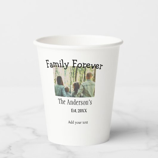 家族の名前を追加する写真年の素朴なヴィンテージ 紙コップ (正面)