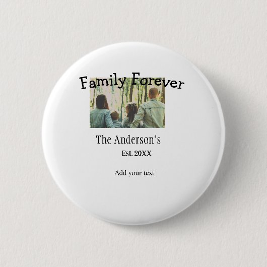 家族の名前を追加する写真年の素朴なヴィンテージ 缶バッジ (正面)
