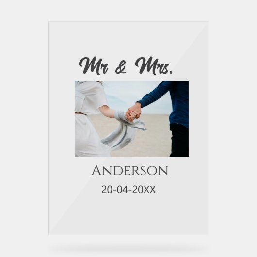 家族の名前を追加する日付結婚式の引き出物g アクリルサイン (正面)