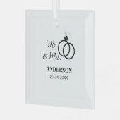 家族の名前を追加する日付結婚式の引き出物g ガラスオーナメント (正面左)