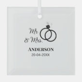 家族の名前を追加する日付結婚式の引き出物g ガラスオーナメント (正面)