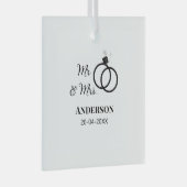 家族の名前を追加する日付結婚式の引き出物g ガラスオーナメント (正面右)