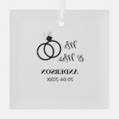 家族の名前を追加する日付結婚式の引き出物g ガラスオーナメント (裏面)