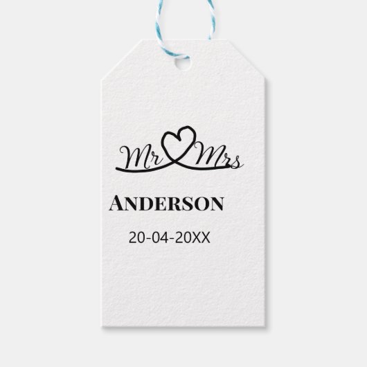 家族の名前を追加する日付結婚式の引き出物g ギフトタグ (正面)