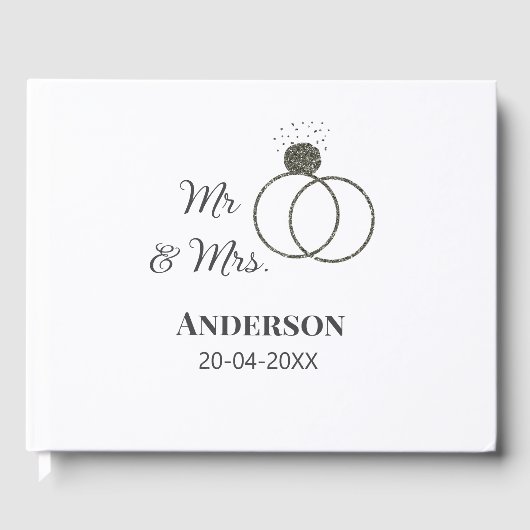 家族の名前を追加する日付結婚式の引き出物g ゲストブック (正面)