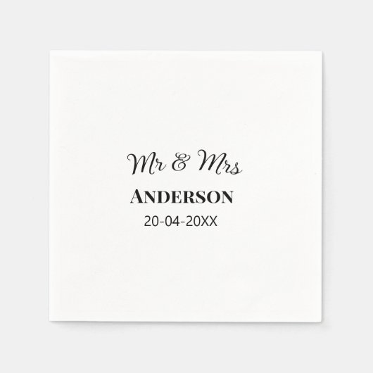家族の名前を追加する日付結婚式の引き出物g スタンダードカクテルナプキン (正面)