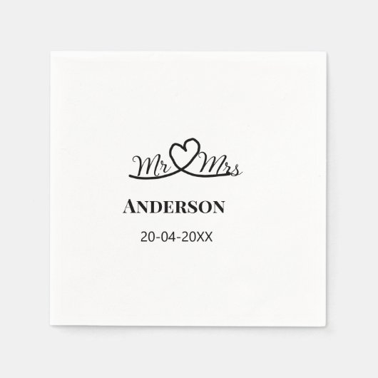 家族の名前を追加する日付結婚式の引き出物g スタンダードカクテルナプキン (正面)