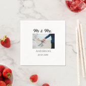 家族の名前を追加する日付結婚式の引き出物g スタンダードカクテルナプキン (インサイチュ)