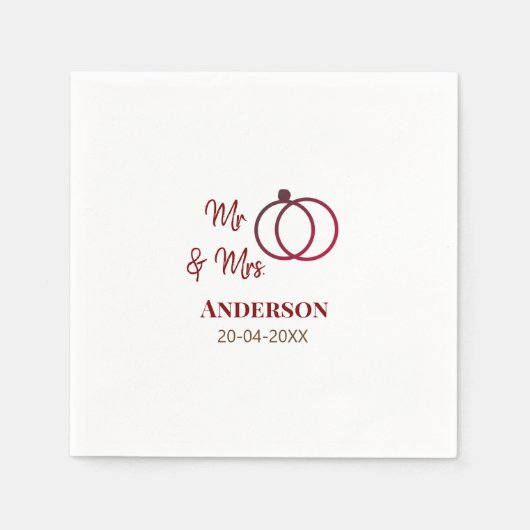 家族の名前を追加する日付結婚式の引き出物g スタンダードカクテルナプキン (正面)