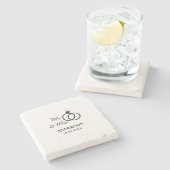 家族の名前を追加する日付結婚式の引き出物g ストーンコースター (横)