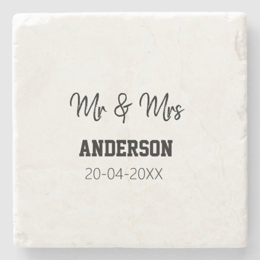 家族の名前を追加する日付結婚式の引き出物g ストーンコースター (正面)