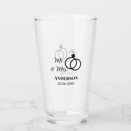 家族の名前を追加する日付結婚式の引き出物g タンブラーグラス (正面)