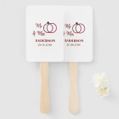 家族の名前を追加する日付結婚式の引き出物g ハンドファン (正面&裏面)