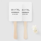 家族の名前を追加する日付結婚式の引き出物g ハンドファン (正面&裏面)