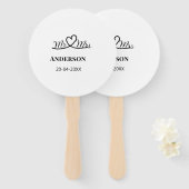 家族の名前を追加する日付結婚式の引き出物g ハンドファン (正面&裏面)