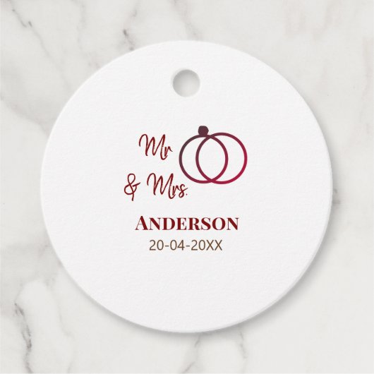 家族の名前を追加する日付結婚式の引き出物g フェイバータグ (正面)