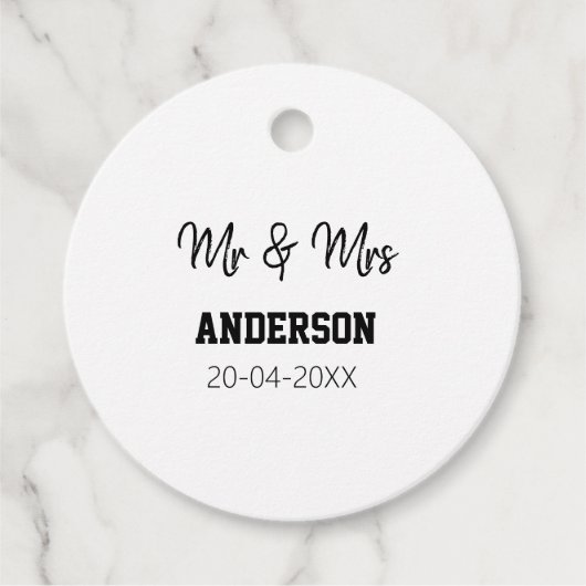 家族の名前を追加する日付結婚式の引き出物g フェイバータグ (正面)