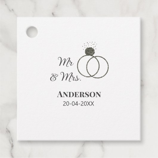 家族の名前を追加する日付結婚式の引き出物g フェイバータグ (正面)