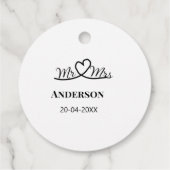 家族の名前を追加する日付結婚式の引き出物g フェイバータグ (裏面)