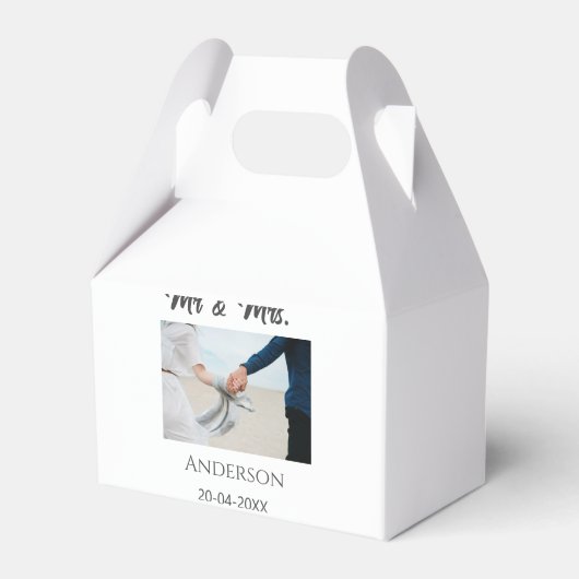 家族の名前を追加する日付結婚式の引き出物g フェイバーボックス (正面サイド)