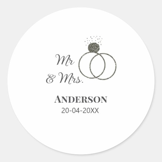家族の名前を追加する日付結婚式の引き出物g ラウンドシール (正面)