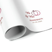 家族の名前を追加する日付結婚式の引き出物g ラッピングペーパー (ロールコーナー)