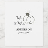 家族の名前を追加する日付結婚式の引き出物g ワインラベル (シングルラベル)