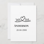 家族の名前を追加する日付結婚式の引き出物g 招待状 (裏面)