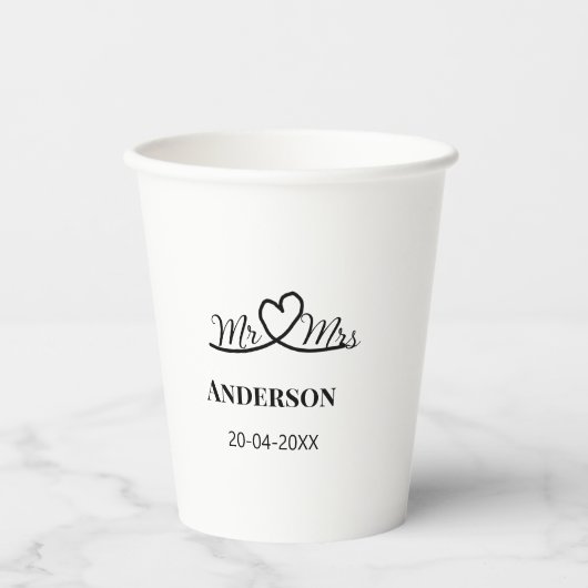 家族の名前を追加する日付結婚式の引き出物g 紙コップ (正面)