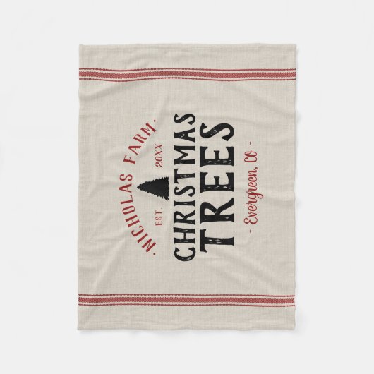 家族の名前クリスマスツリーファームグレインサック フリースブランケット (正面)
