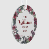 家族の名前クリスマスフローラホリデーフォト オーナメント (正面)