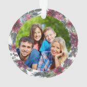 家族の名前クリスマスフローラホリデーフォト オーナメント (裏面)