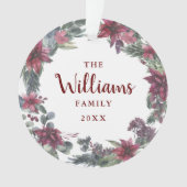 家族の名前クリスマスフローラホリデーフォト オーナメント (正面)