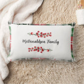 家族の名前クリスマスヴィンテージギフトplaid赤グリーン ランバークッション (ブランケット)