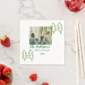 家族の名前グリーンクリスマスツリーの写真モダン スタンダードカクテルナプキン (インサイチュ)