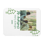 家族の名前グリーンクリスマスツリーの写真モダン マグネット (横)