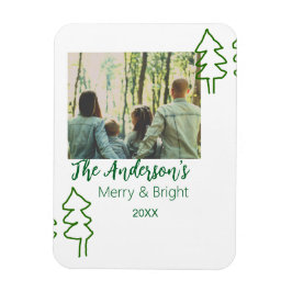 家族の名前グリーンクリスマスツリーの写真モダン マグネット