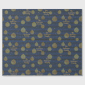 家族の名前ネイビーコンテンポラリーブラック金ゴールドクリスマス ラッピングペーパー (フラット)