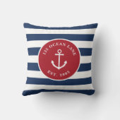 家族の名前ビーチハウス、住所と年間の投げパイ クッション (裏面)