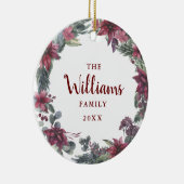家族の名前フォトクリスマスクリスマスフローラ休日 セラミックオーナメント (右)