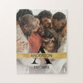 家族の名前フォトモノグラムの金ゴールド ジグソーパズル (縦)