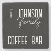 家族の名前ブラックコーヒーとホワイトコーヒー ストーンコースター (正面)