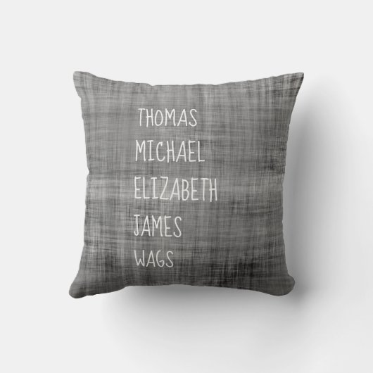 家族の名前ホームデコーホワイトウォッシュブラック クッション (裏面)