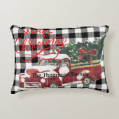 家族の名前伝統的バッファローは赤いトラックをplaid アクセントクッション (正面)