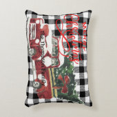 家族の名前伝統的バッファローは赤いトラックをplaid アクセントクッション (正面(垂直))
