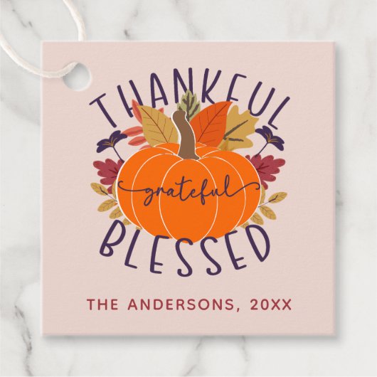 家族の名前感謝の感謝の感謝の賛美感謝祭 フェイバータグ (正面)